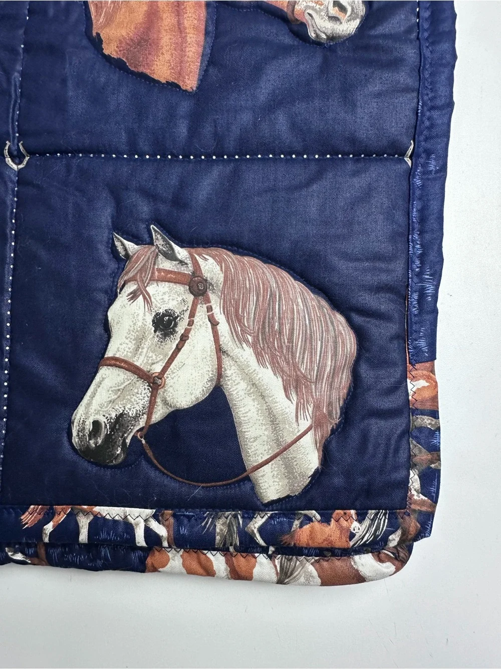 Horse Quilt Throw Blanket Cranston Equestrian Reversible Size 52 x 43 inches